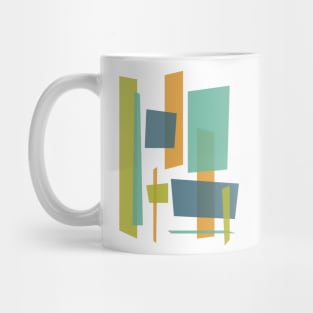 Funky Rectangles Orange Blue Turquoise Green Mid Century Retro Mug